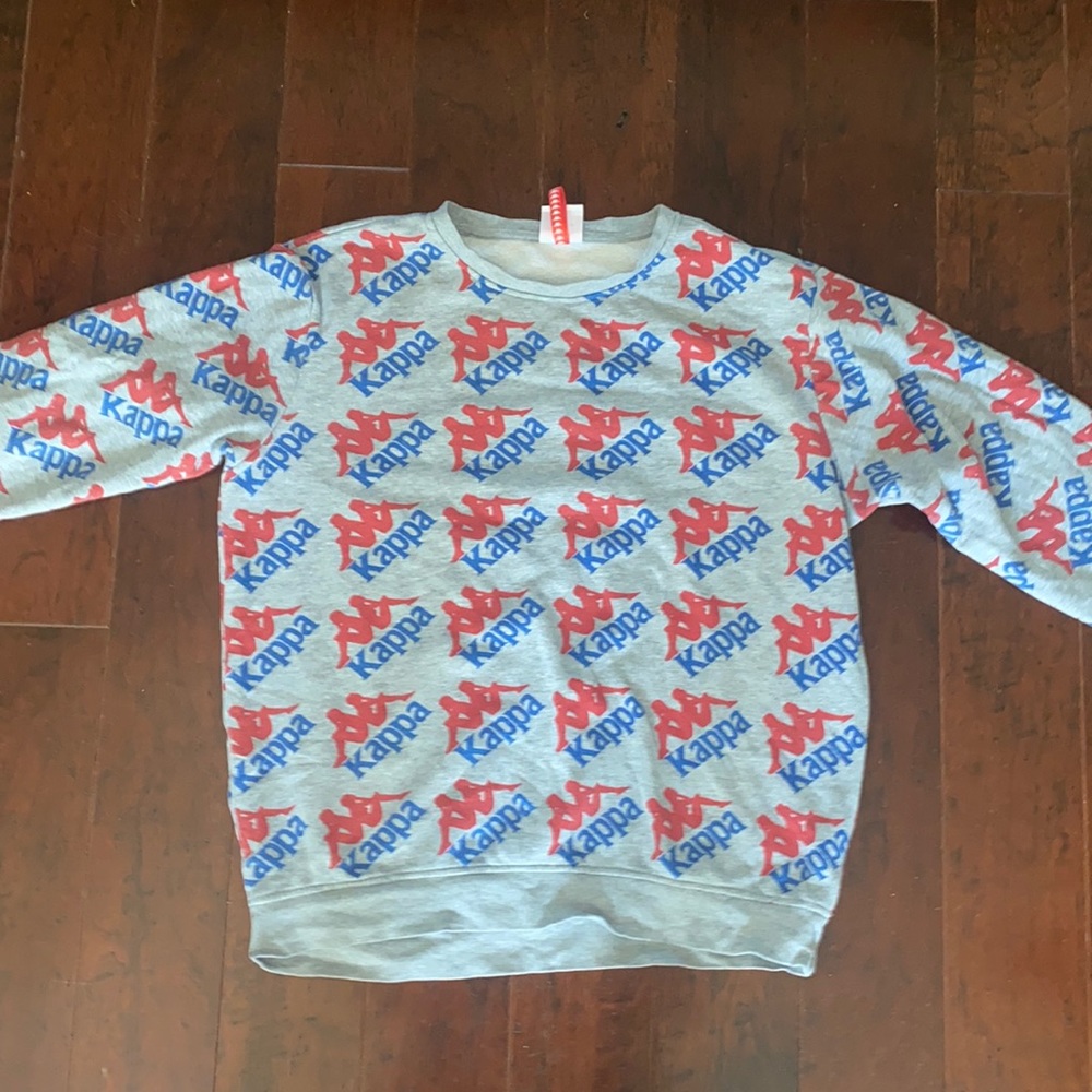 Kappa Heather Grey Authentic Crew Neck All Over Print SZ XL